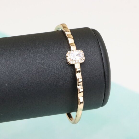 Elegant Rose Gold Bangle with Cushion Cut Stone Accent, XPBL0472 - Picture 7 of 12